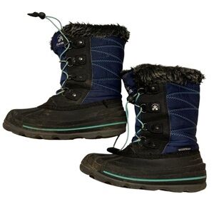 Kamik Waterproof Kids Size 2 Navy Blue & Black Winter Snow Boots